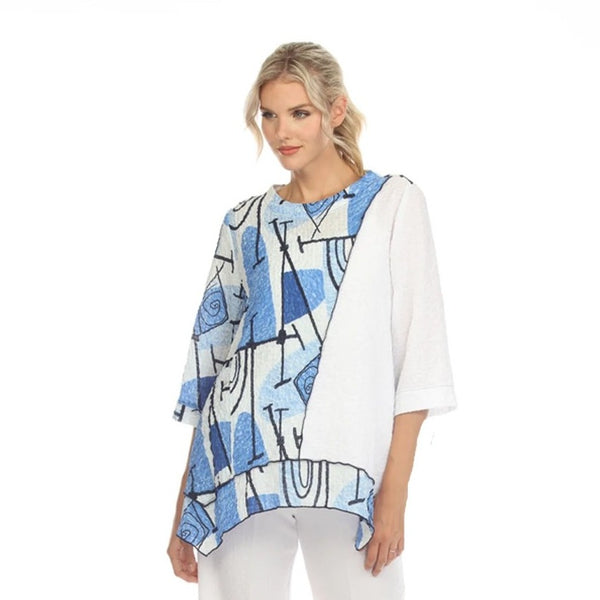 Abstract Colorblock Tunic Top in Blue - 3723