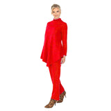 Solid High Collar Asymmetric Tunic in Red - 4759T-RD