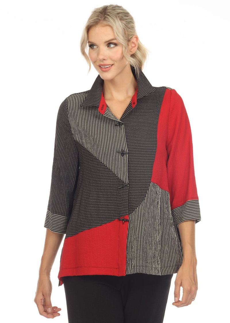 Moonlight Colorblock Stripe Button Front Shirt - 3753