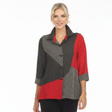 Mixed Stripe Button Front Shirt/Jacket - 3753