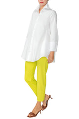 High-Low Cotton Blouse in White - 3758B-WT