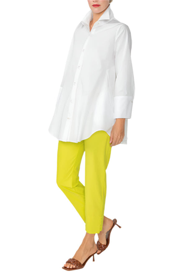 High-Low Cotton Blouse in White - 3758B-WT