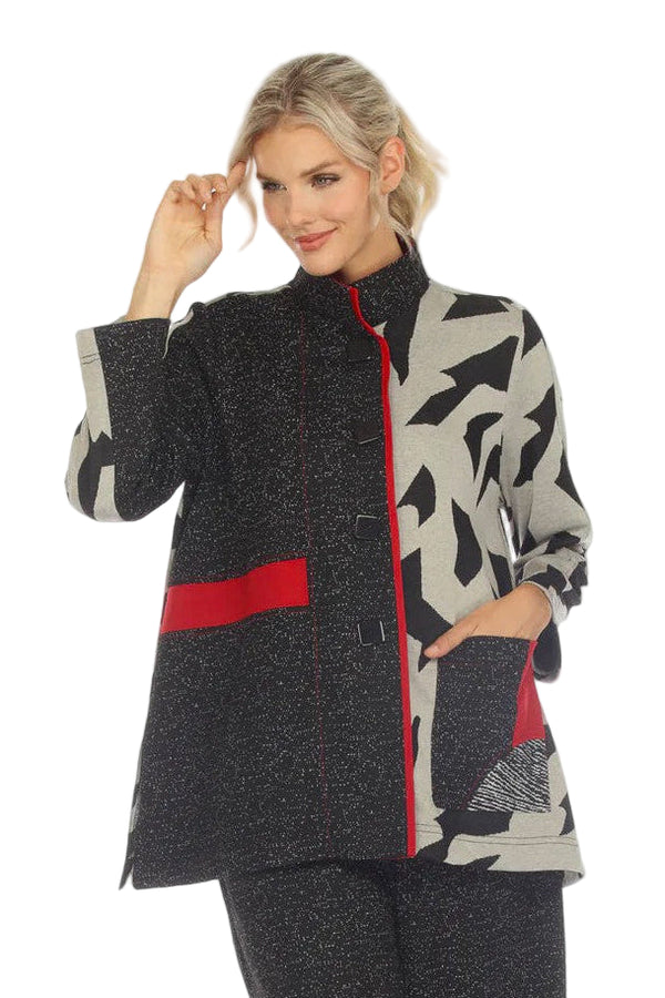 Colorblock Animal-Print Pocket Jacket - 3773