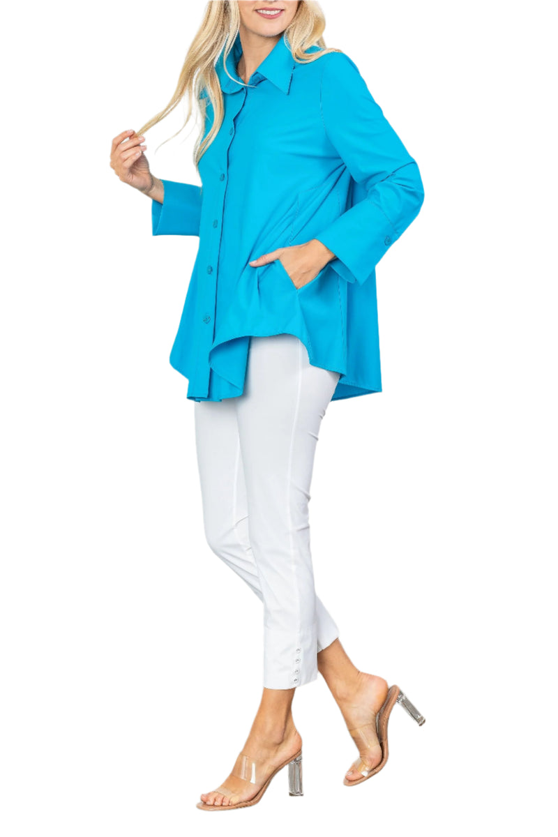 High-Low Blouse in Turquoise - 3778B-TQ