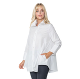 High-Low Shirt w/Pockets in White - 3778B-WT