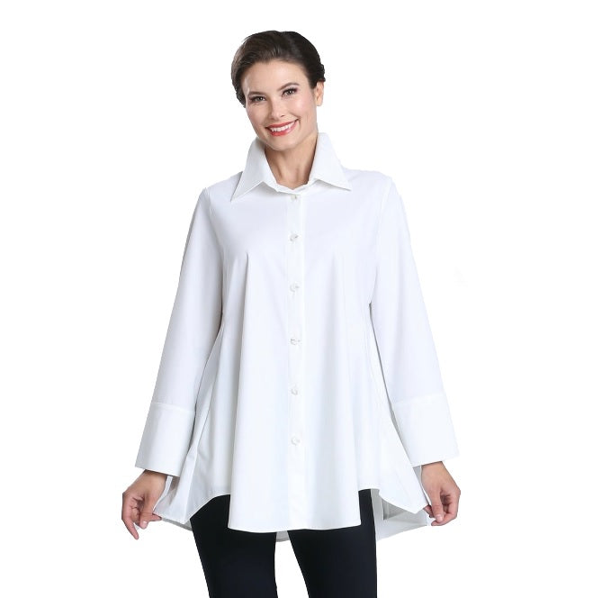 High-Low Shirt w/Pockets in White - 3778B-WT