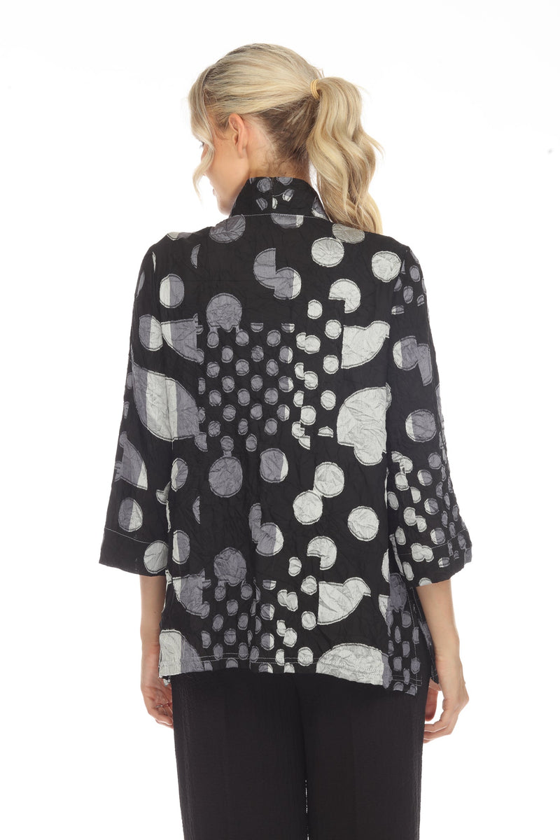 Polka-Dot Blouse/Jacket in Silver, Grey, Red & Black -3786