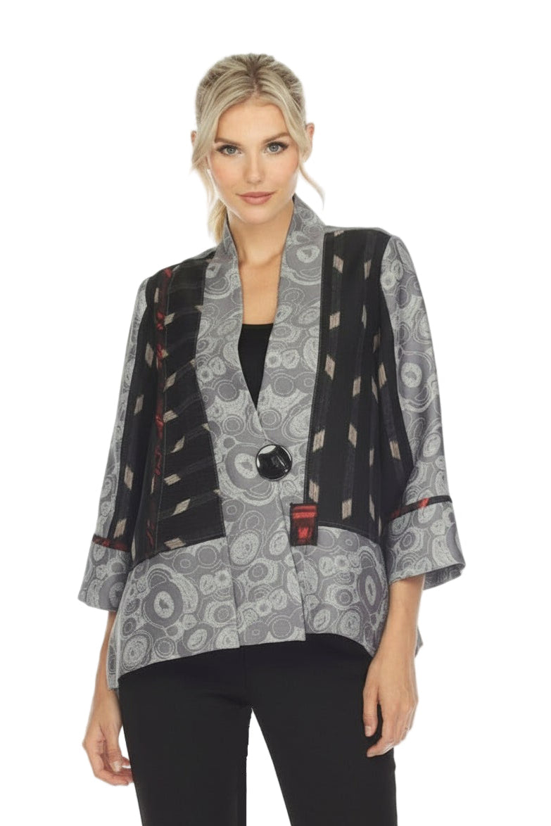 Elegant Mixed Media Jacquard Jacket - 3789