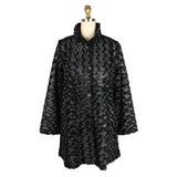 Rosette Swirl Faux Fur Coat in Silver/Black - 4924-SLV