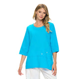 Lightweight Textured Cotton Top in Turquoise - CS135-TQ