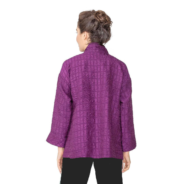 IC Collection Playful Jacquard Drop Sleeve Jacket in Plum - 6920J-PLM