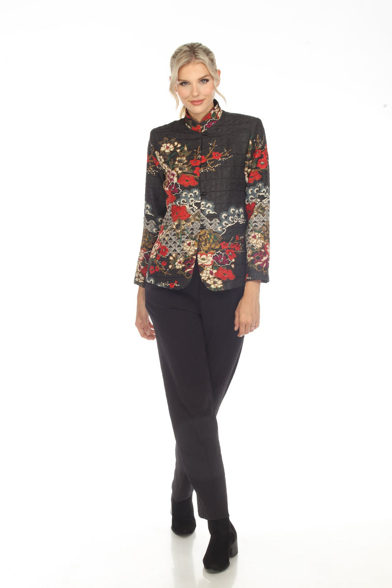 Moonlight Floral-Print Short Jacket in Red Multi - 3809