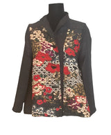 Floral Textured Short Jacket in Multi/Black - 3814