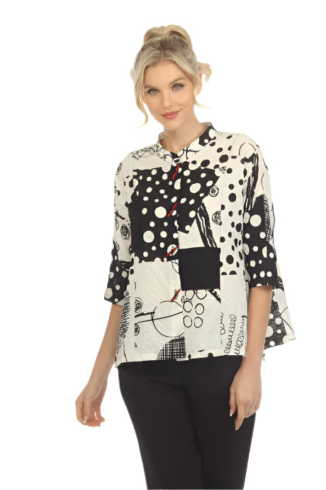 Playful Abstract-Print Short Blouse/Jacket - 3817