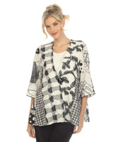 Mixed-Media Multi-Print One-Button Jacket - 3820