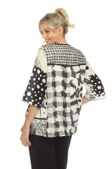 Mixed-Media Multi-Print One-Button Jacket - 3820