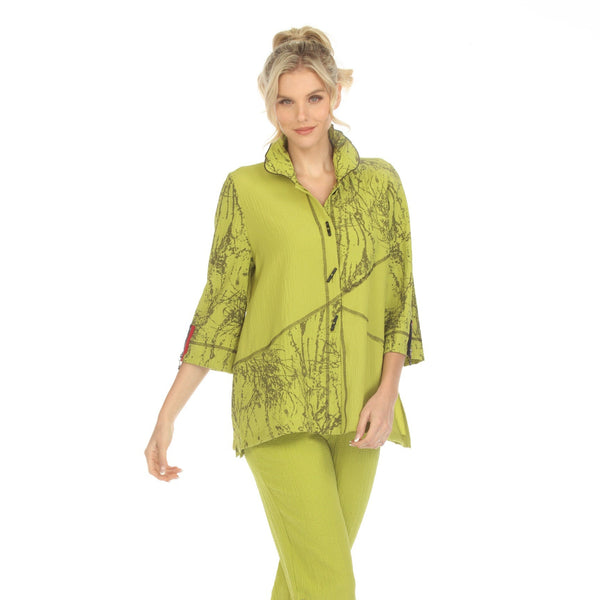 Colorblock & Swirl Print Jacket in Lime - 3857-LM