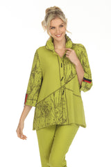 Colorblock & Swirl Print Jacket in Lime - 3857-LM