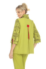 Colorblock & Swirl Print Jacket in Lime - 3857-LM