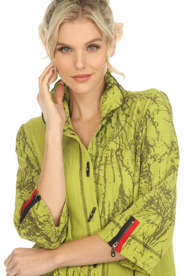 Colorblock & Swirl Print Jacket in Lime - 3857-LM - Sizes L & XXL Only