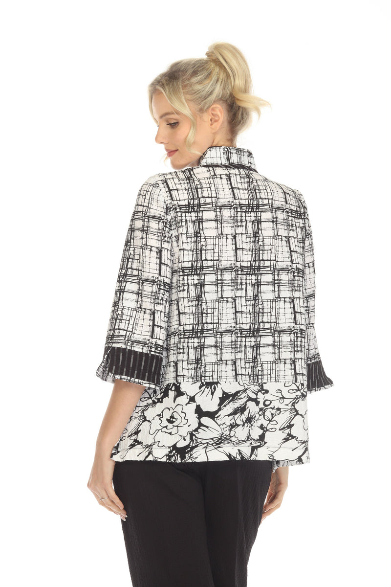 Moonlight Sketch-Print Mandarin Collar Blouse - 3862