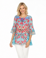 Floral & Dot Lightweight Tunic Top - 3867 - Size XL Only!