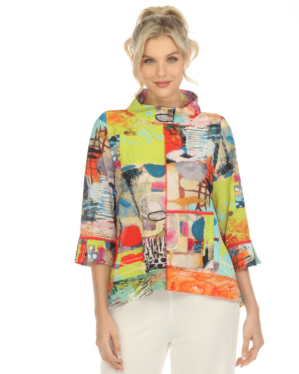 Moonlight Vivid Art-Print High-Neck Tunic Top - 3872