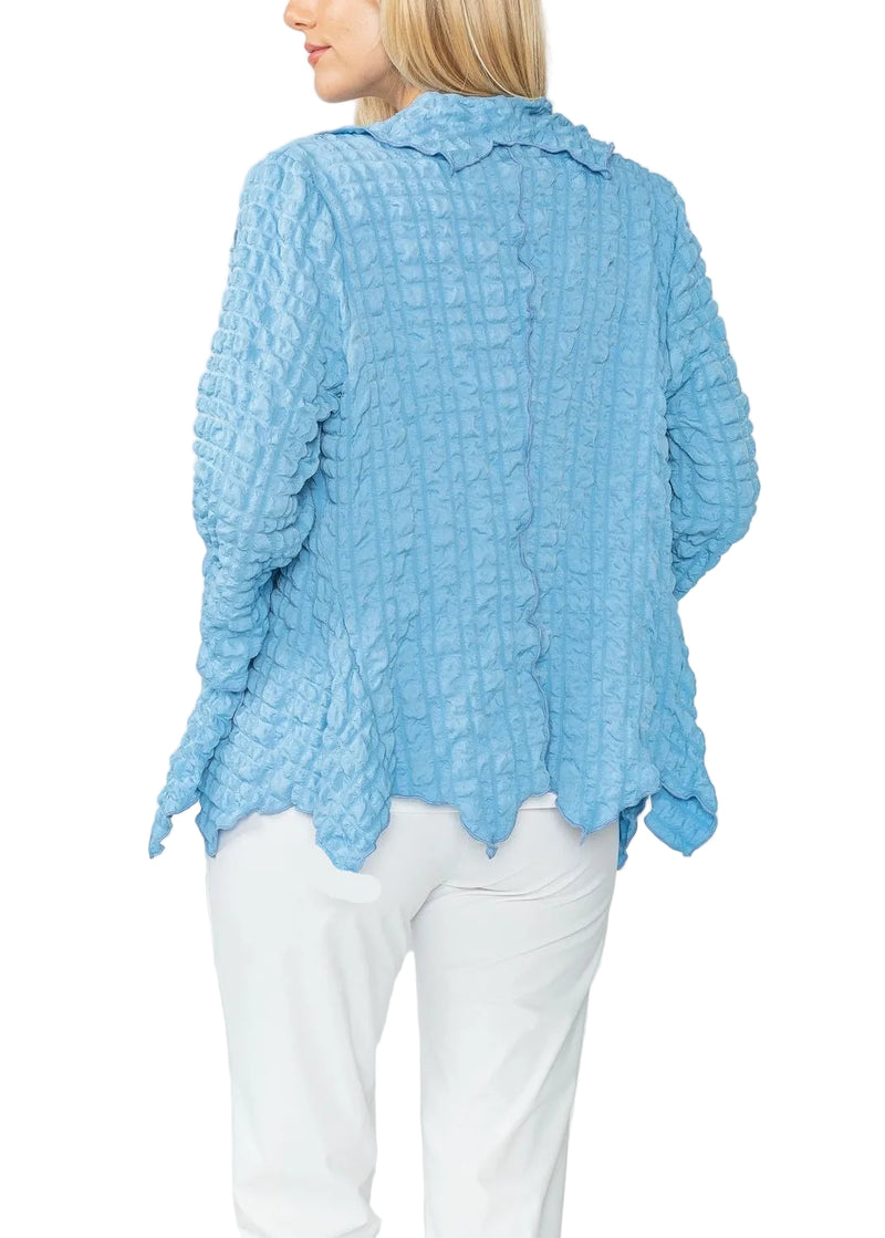 Pucker Textured Jacket in Ocean Blue - 3873J-BLU