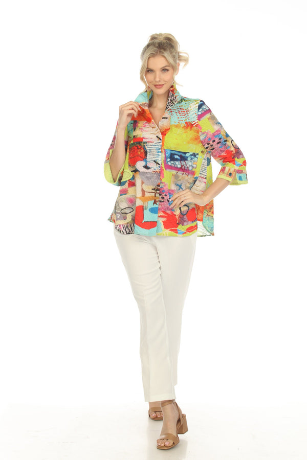 Moonlight Colorful Art-Print Swing Blouse - 3878 - Sizes S & XL Only!