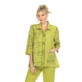 Colorblock & Stripy Wave Print Jacket in Lime - 3879-LM