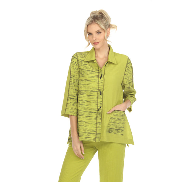 Moonlight Colorblock & Stripy Wave Print Jacket in Lime - 3879-LM