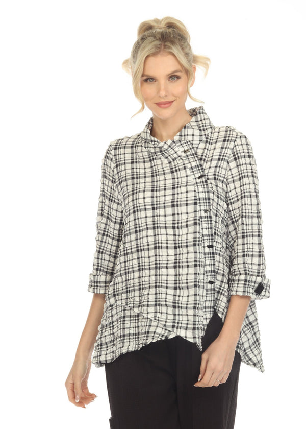 Moonlight Check Handkerchief Hem Tunic Top  - 3881