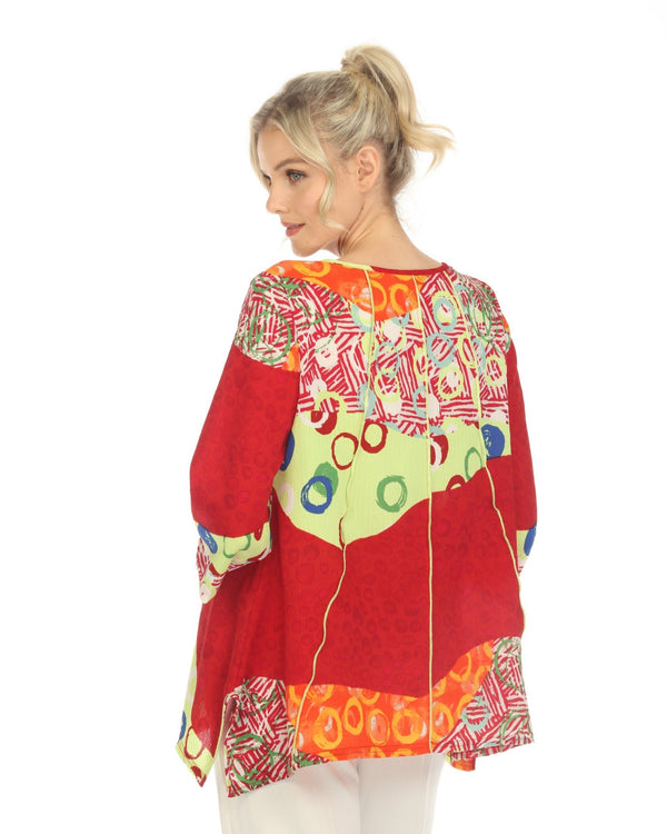 Mixed-Print Tunic in Red/Multi - 3884