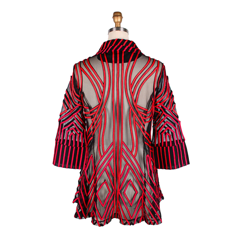 Damee Two-Tone Soutache Jacket in Red - 2363-RD