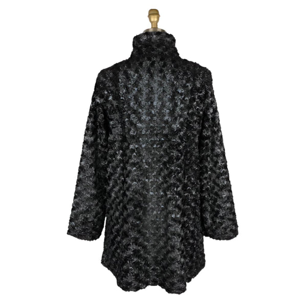 Rosette Swirl Faux Fur Coat in Silver/Black - 4924-SLV