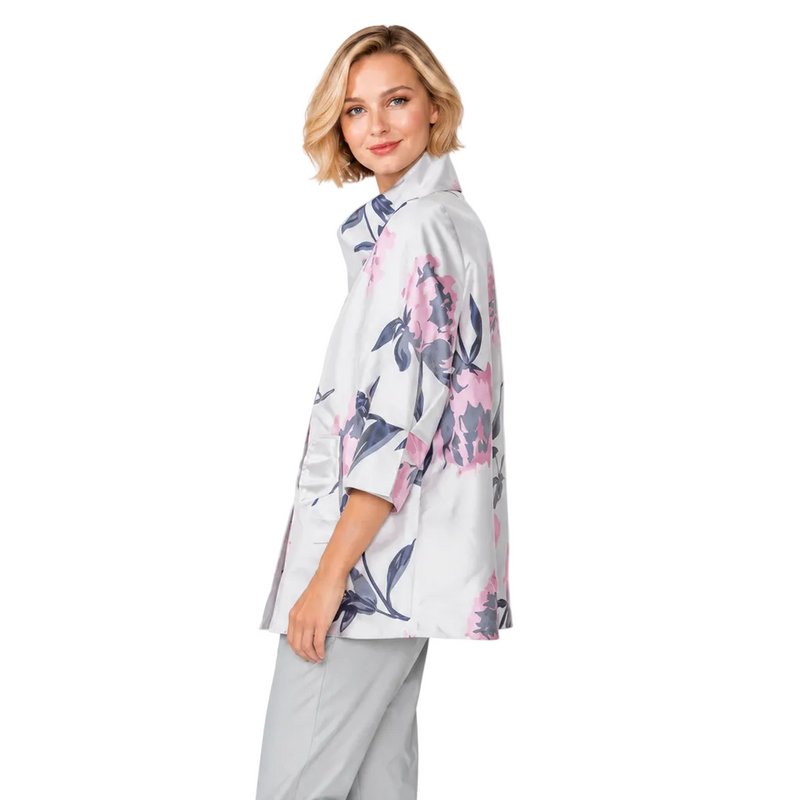 Floral Jacquard Jacket in Silver Multi - 6079J