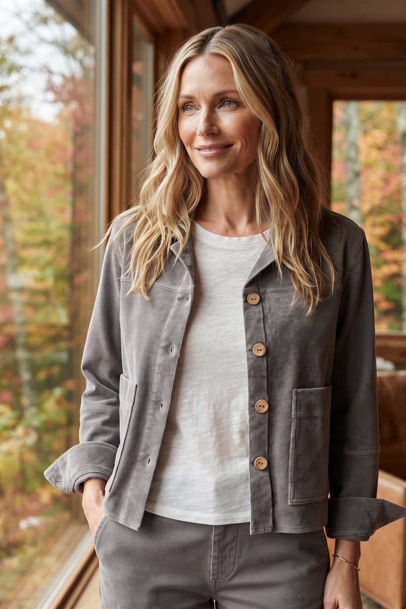 Corded Velour Jacket — pearl