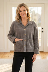 Corded Velour Jacket — pearl