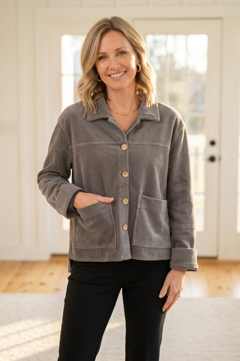 Corded Velour Jacket — pearl