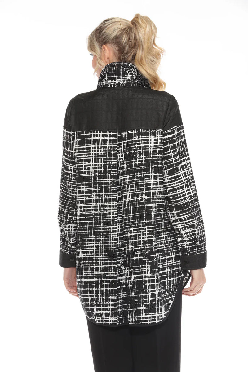 Abstract Grid Print Jacket - 3907