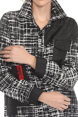 Abstract Grid Print Jacket - 3907