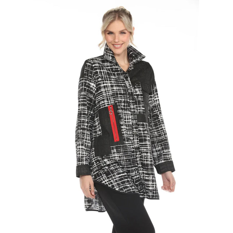 Abstract Grid Print Jacket - 3907