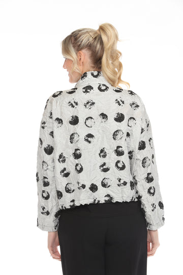 Polka-Dot Short Pocket Jacket - Silver/Black - 3919