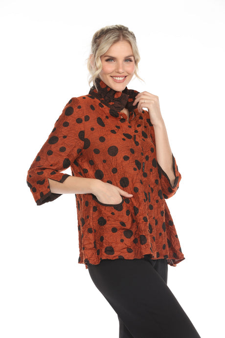 Polka-Dot Crinkle Button-Front Shirt - 3920-RST