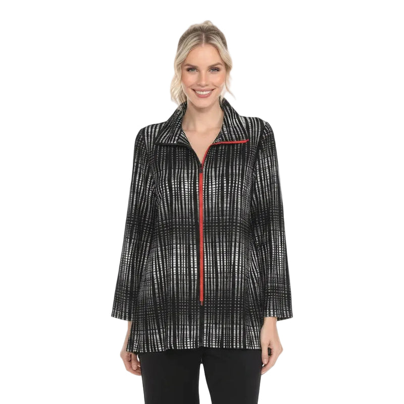 Textured Stripe Soft Knit Zip Jacket - 3925