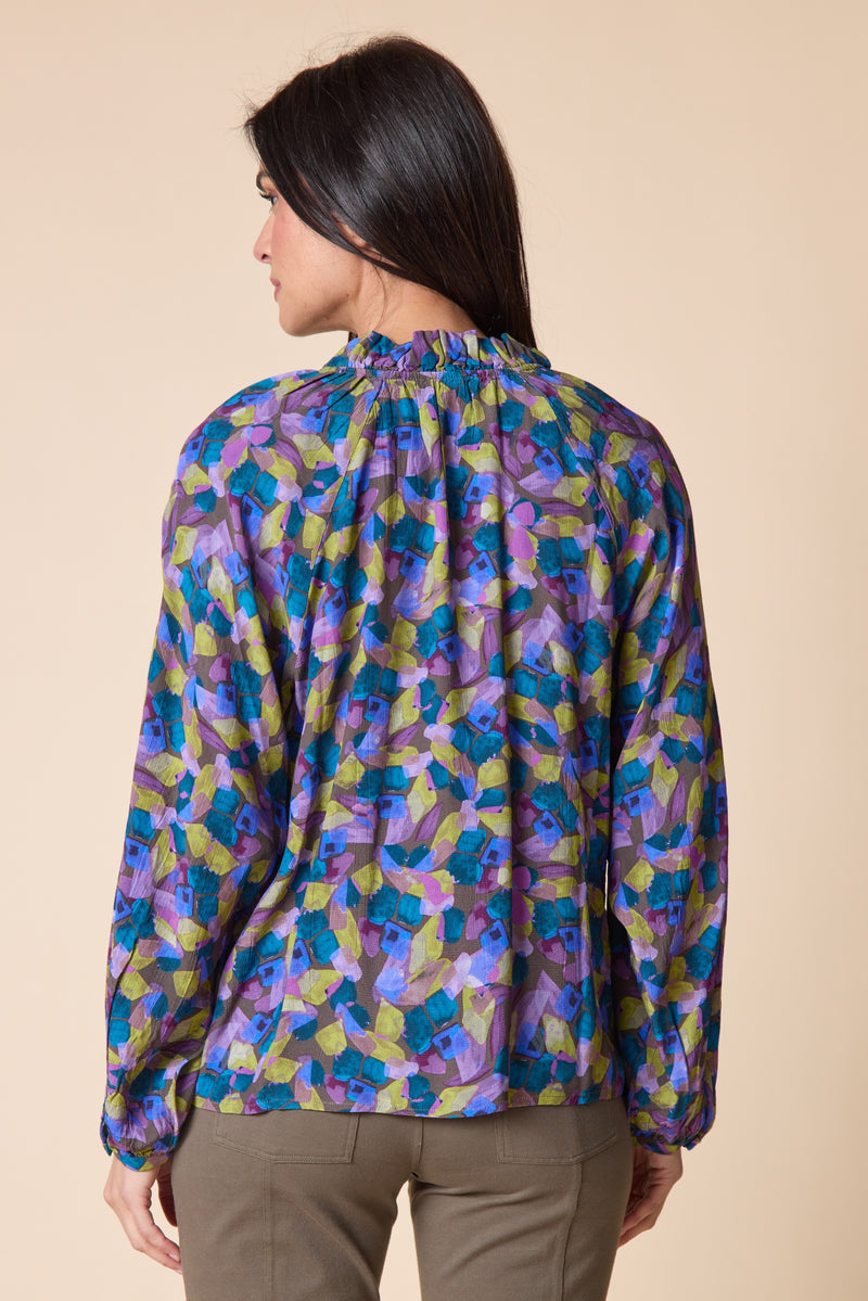 Habitat Painted Stones Ruched Collar Shirt - Mushroom - image 2