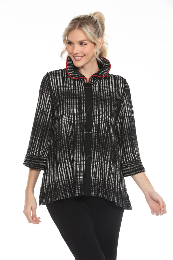 Windowpane Button Front Jacket - 3939