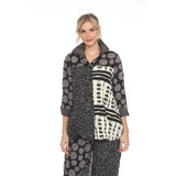 Mixed Media Crinkle Button-Front Shirt - 3946