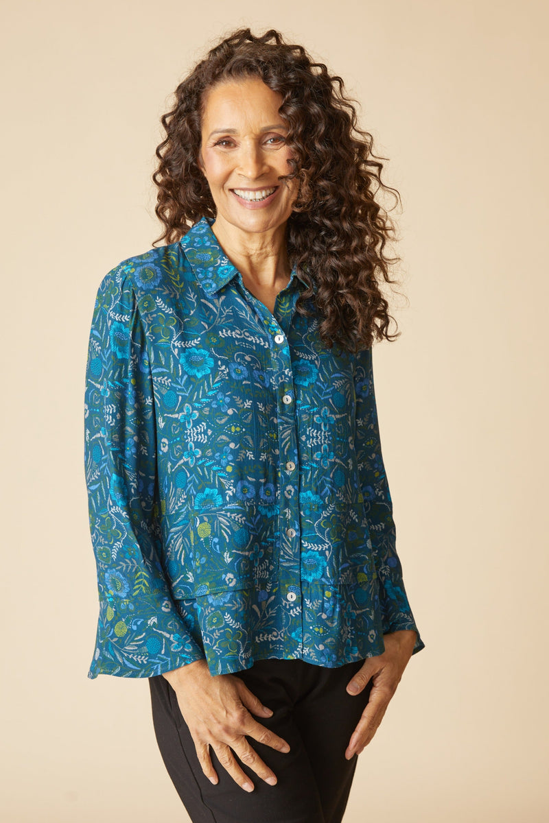 Viscose Rayon Crepe Garden Flounce Shirt - 39620