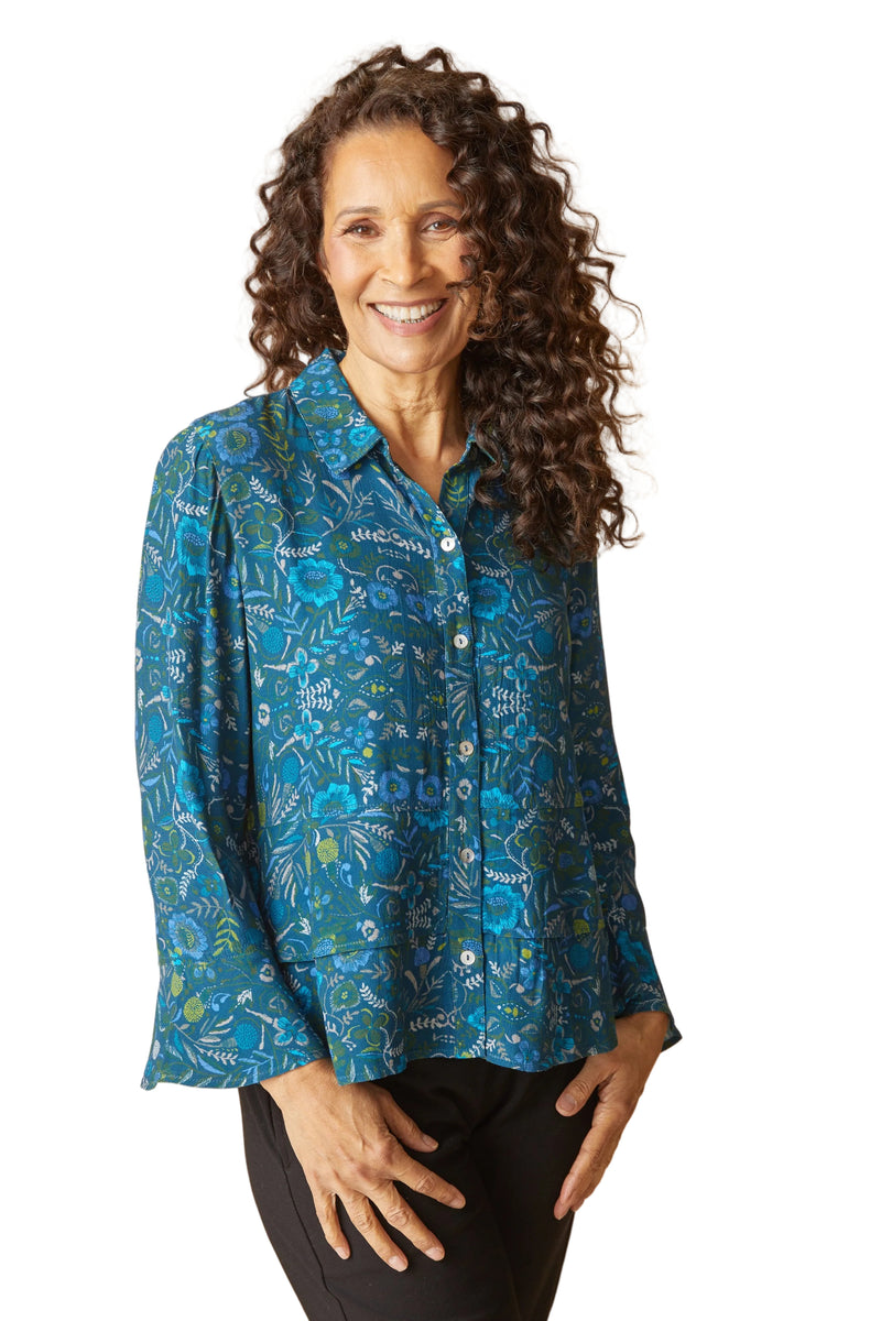Viscose Rayon Crepe Garden Flounce Shirt - 39620